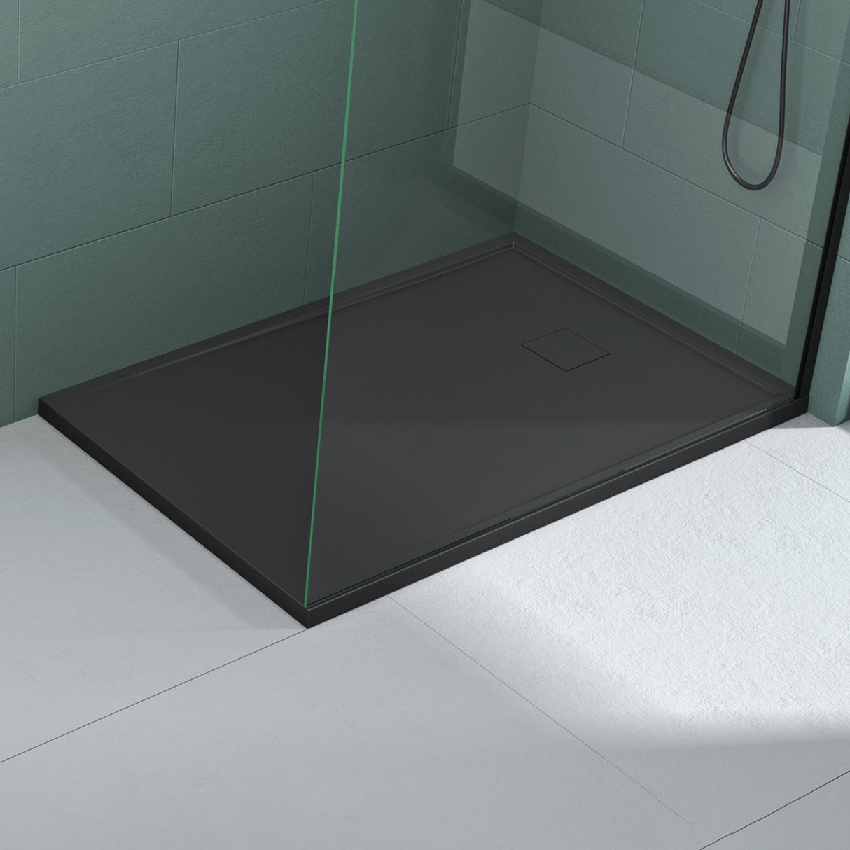 Receveur de douche Glasvilla en fonte minérale, receveur de douche ultra-plat antidérapant Geoma08