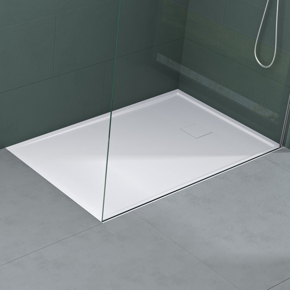 Receveur de douche Glasvilla en fonte minérale, receveur de douche ultra-plat antidérapant Geoma08