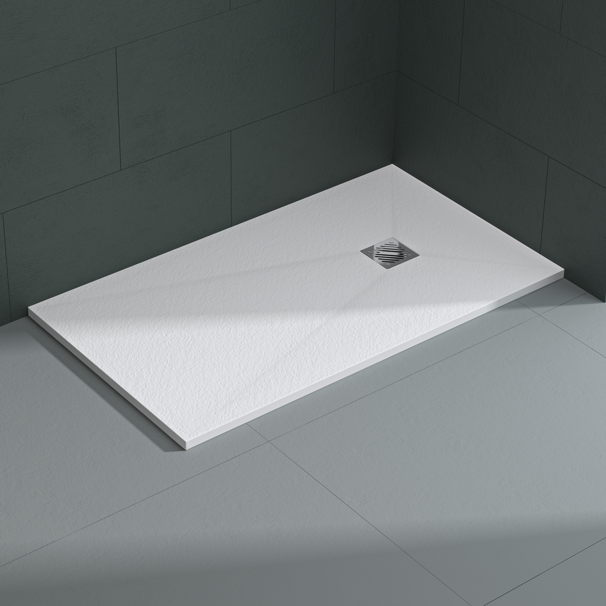 Receveur de douche Glasvilla en matériau minéral moulé, raccords DIN Geoma09