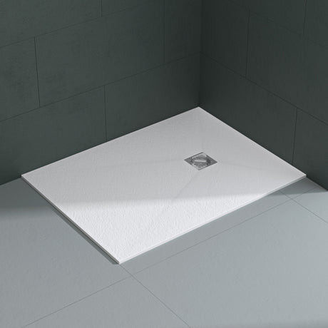 Receveur de douche Glasvilla en matériau minéral moulé, raccords DIN Geoma09