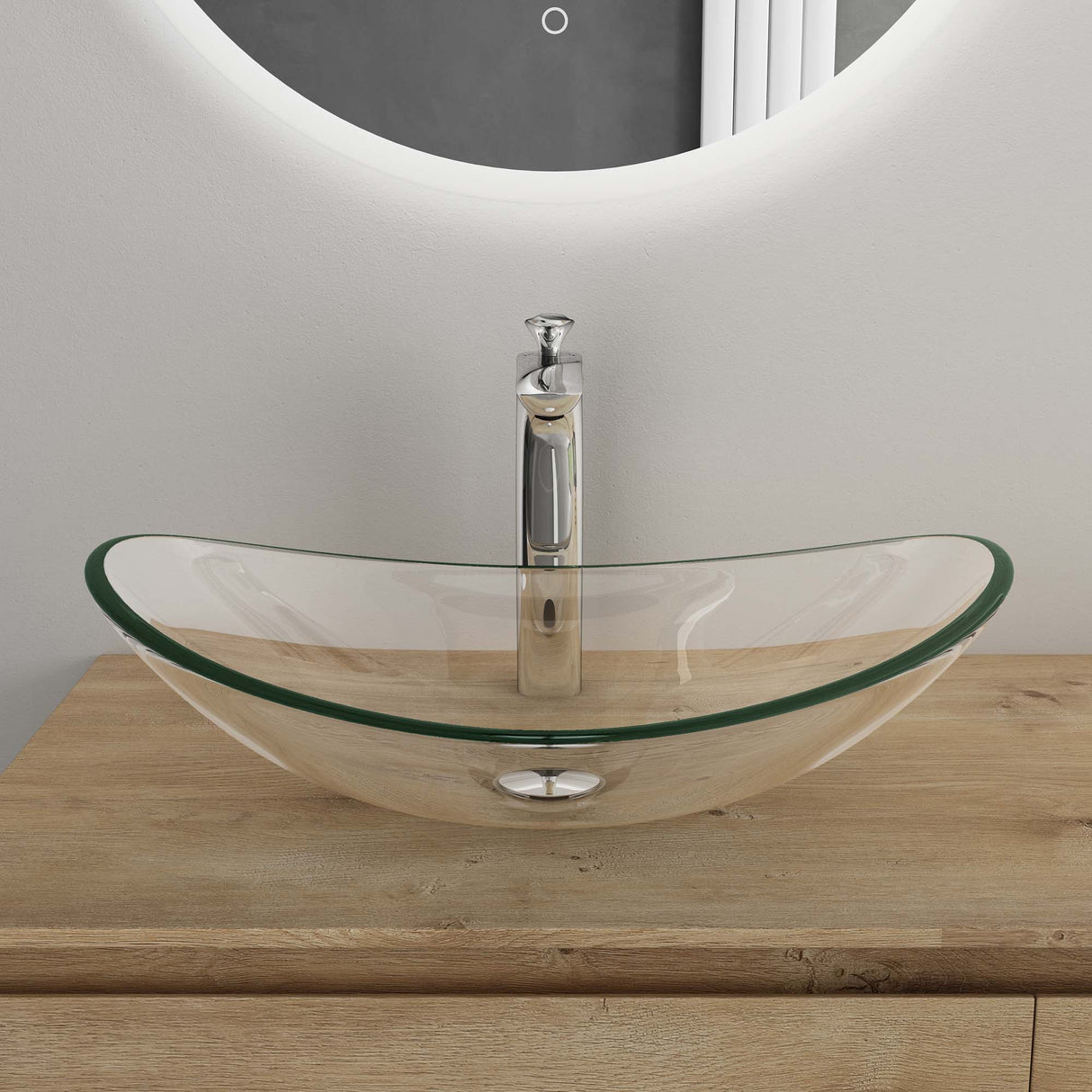 glasvilla Waschbecken Glas Aufsatzwaschbecken Glaswaschbecken Handwaschbecken Waschschale Oval