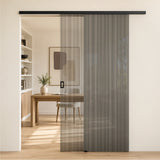 glasvilla Glasschiebetür komplettset Zimmertür Matt Schwarz 8mm ESG-Sicherheitsglas, Schiebetür Glas schwarz gebürstet mit Laufschiene aus Aluminium Muranino-001