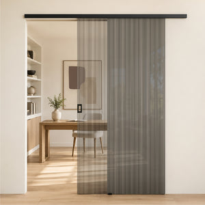 Ensemble complet de porte coulissante en verre Glasvilla, porte intérieure, noir mat, verre de sécurité trempé de 8 mm, porte coulissante, verre noir brossé avec rail en aluminium, Muranino-001 
