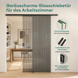 glasvilla Glasschiebetür komplettset Zimmertür Matt Schwarz 8mm ESG-Sicherheitsglas, Schiebetür Glas schwarz gebürstet mit Laufschiene aus Aluminium Muranino-001