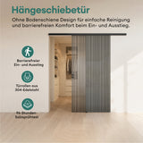 glasvilla Glasschiebetür komplettset Zimmertür Matt Schwarz 8mm ESG-Sicherheitsglas, Schiebetür Glas schwarz gebürstet mit Laufschiene aus Aluminium Muranino-001