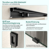 glasvilla Glasschiebetür komplettset Zimmertür Matt Schwarz 8mm ESG-Sicherheitsglas, Schiebetür Glas schwarz gebürstet mit Laufschiene aus Aluminium Muranino-001