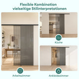 glasvilla Glasschiebetür komplettset Zimmertür Matt Schwarz 8mm ESG-Sicherheitsglas, Schiebetür Glas schwarz gebürstet mit Laufschiene aus Aluminium Muranino-001