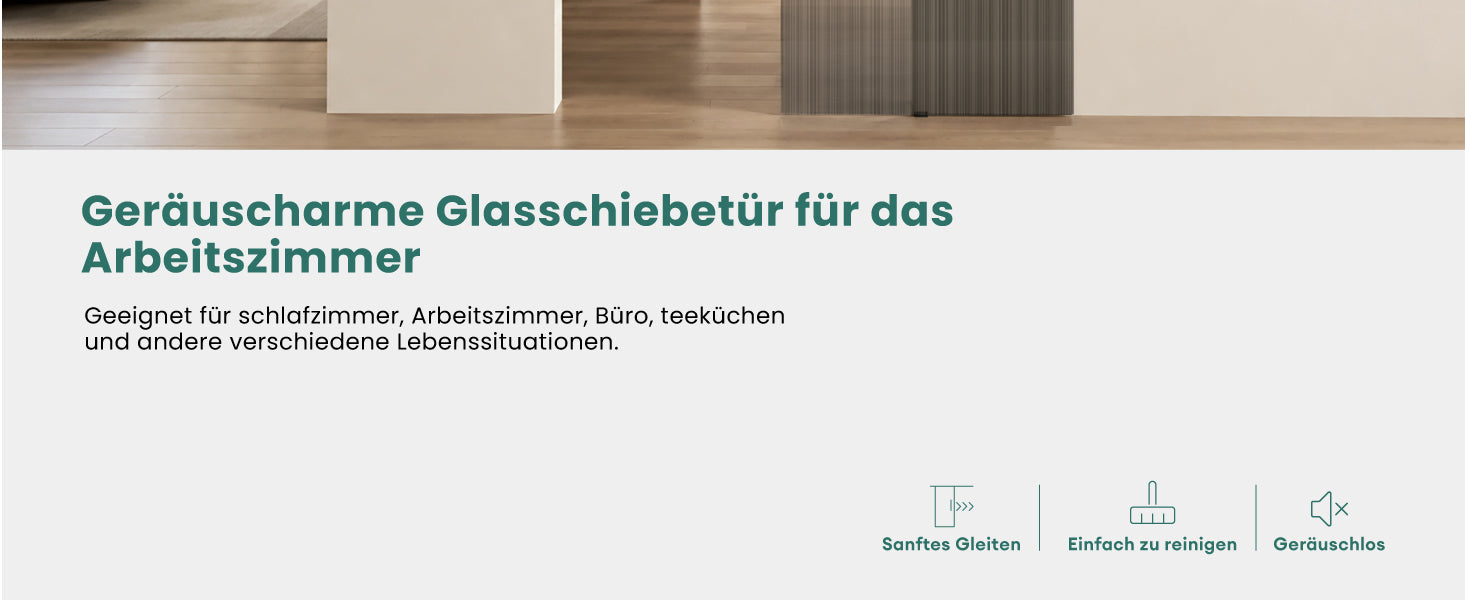 glasvilla Glasschiebetür komplettset Zimmertür Matt Schwarz 8mm ESG-Sicherheitsglas, Schiebetür Glas schwarz gebürstet mit Laufschiene aus Aluminium Muranino-001