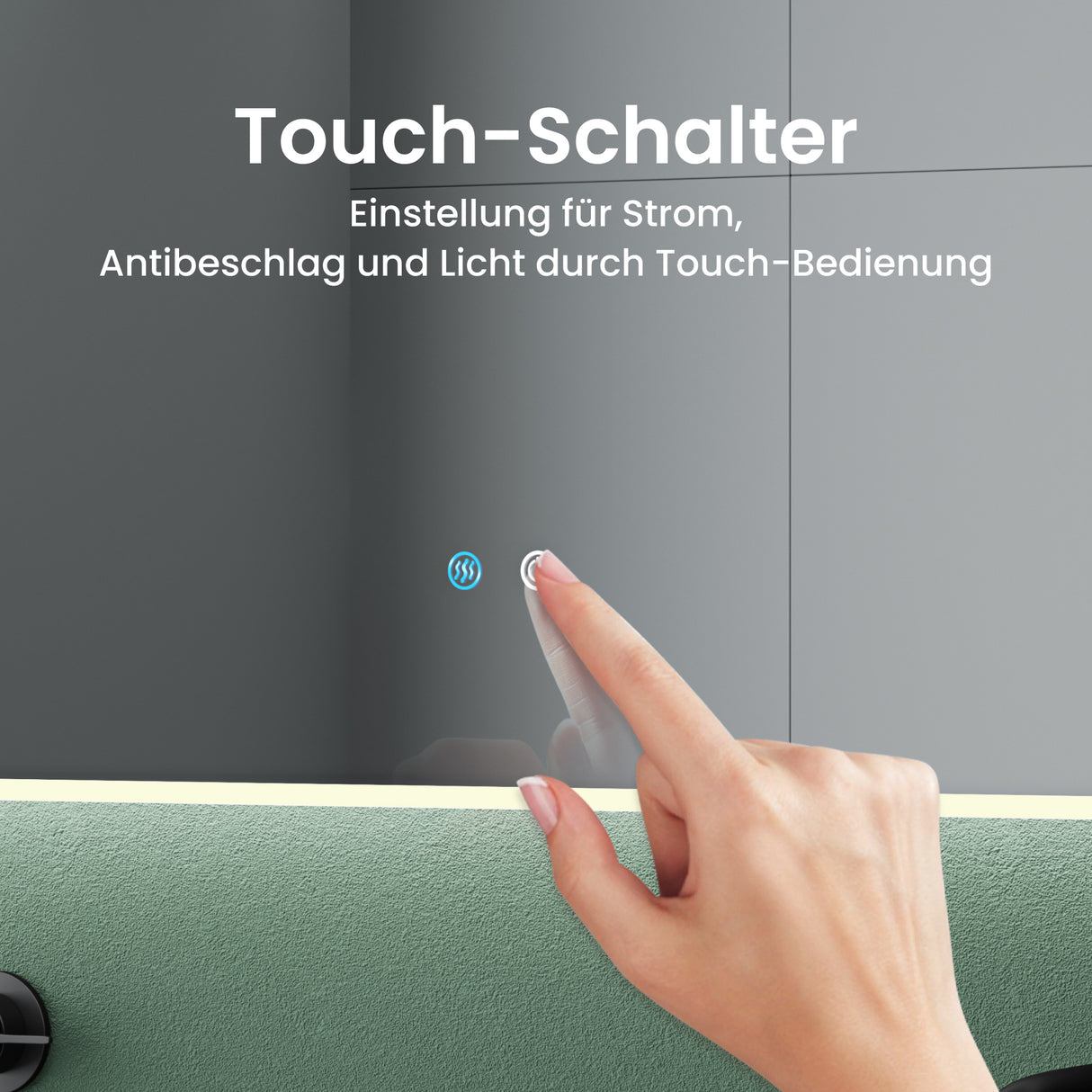 glasvilla Specchio da Bagno Appeso Specchio a LED con Interruttore Touch Specchio da Parete per Il Trucco Anti-Appannamento