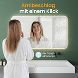 glasvilla Specchio da Bagno Appeso Specchio a LED con Interruttore Touch Specchio da Parete per Il Trucco Anti-Appannamento