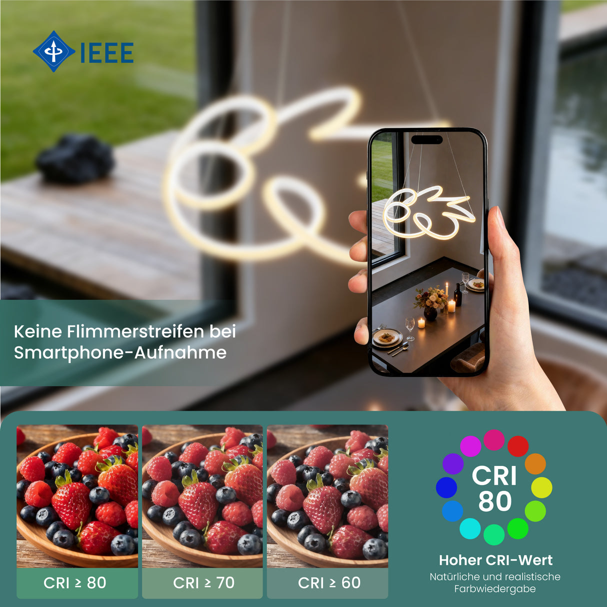 glasvilla Pendelleuchte Esstisch, 52cm LED Moderne Hängelampe Weiß, stufenlos dimmbar 3000K–6400K, höhenverstellbare Design 67W Esstischlampe mit Fernbedienung & Wandschalter, Alivetta25040