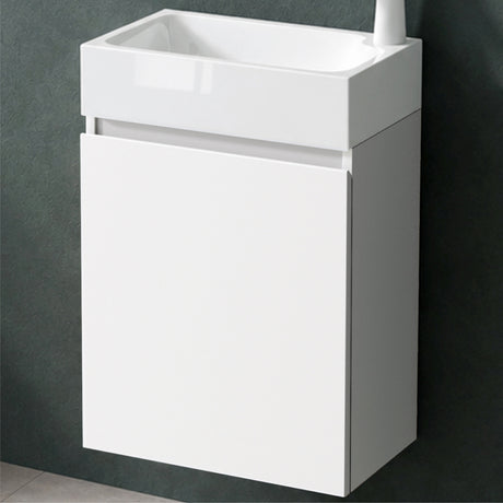 glasvilla Mobile Bagno Sospeso con Lavabo Bianco Mobiletto da Bagno 46x26x63cm Pisa02