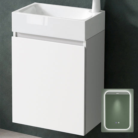 glasvilla Mobile Bagno Sospeso con Lavabo Bianco Mobiletto da Bagno 46x26x63cm Pisa02