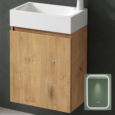 glasvilla Mobile Bagno Sospeso con Lavabo Bianco Mobiletto da Bagno 46x26x63cm Pisa02