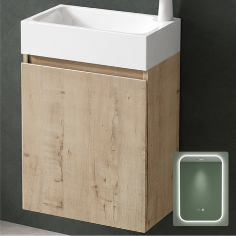 glasvilla Mobile Bagno Sospeso con Lavabo Bianco Mobiletto da Bagno 46x26x63cm Pisa02