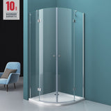 Cabine de douche quart de cercle Glasvilla, cabine de douche ronde en verre dépoli, 2 portes battantes, verre de sécurité ESG 6 mm, nano-revêtement R02K+VS