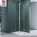 Cabine de douche Glasvilla porte pliante 180° verre transparent ESG porte de douche pliante et rabattable effet lotus NANO entrée d'angle R26