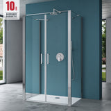 Cabine de douche Glasvilla, cloison de douche en U, cadre en aluminium, verre de sécurité ESG, verre transparent, double porte Ravenna66UK
