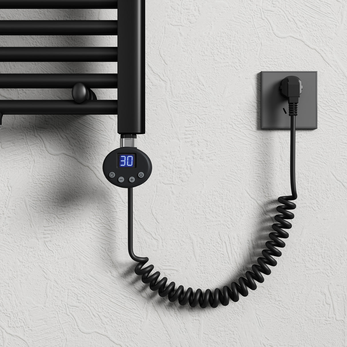 Élément chauffant Glasvilla avec thermostat, élément chauffant électrique avec écran LCD, cartouche chauffante en acier inoxydable, élément chauffant pour radiateurs de salle de bain, sèche-serviettes