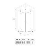 Cabine de douche quart de cercle Glasvilla, cabine de douche ronde en verre dépoli, 2 portes battantes, verre de sécurité ESG 6 mm, nano-revêtement R02K+VS