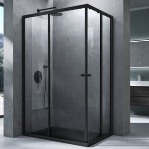glasvilla Box doccia Angolare in Vetro, Cabina Bagno con Doppia Porta Scorrevole Box Doccia in Vetro di Sicurezza Temperato da 6 mm, Ravenna16K