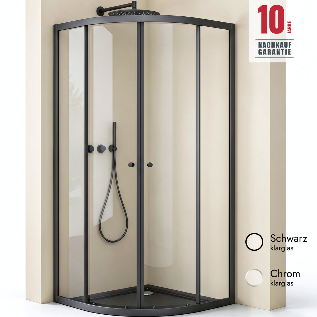 glasvilla Cabine de Douche en Quart de Cercle avec 2 Portes Coulissantes en Verre de Sécurité ESG Nano-Revêtement Ravenna32K