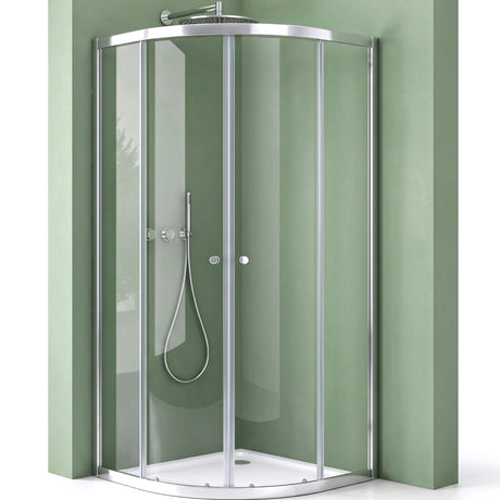 glasvilla Duschkabine viertelkreis Dusche Duschabtrennung mit 2 Schiebetüren ESG-Sicherheitsglas Nano-Beschichtung Ravenna32K