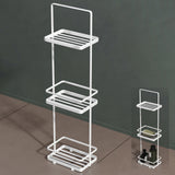 glasvilla Scaffale da Bagno di 3 Livelli 18x12.5x67.3cm, Scaffale Portaoggetti in Metallo Robusto con 4 Piedini Antiscivolo per Doccia, Reglo-02