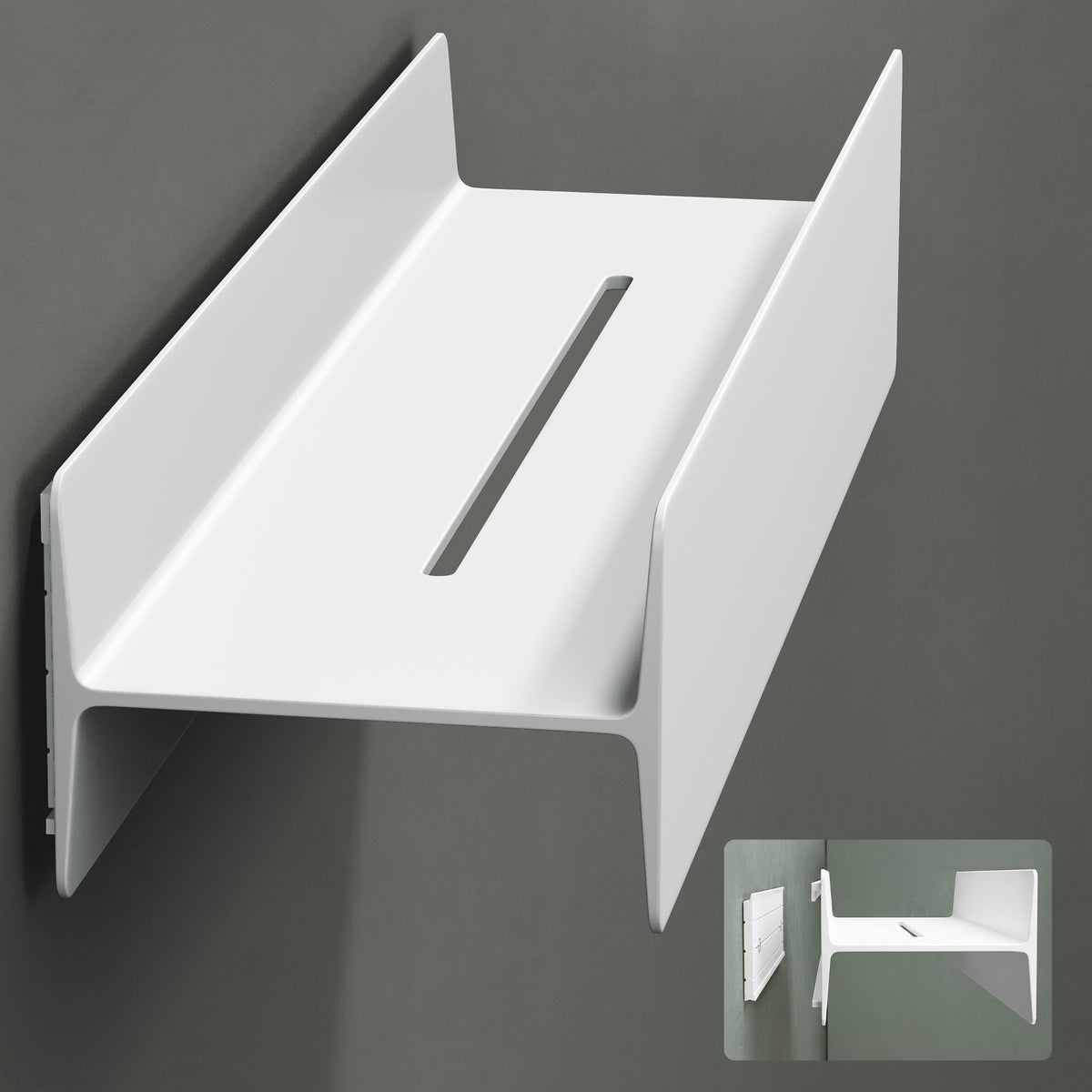 Estante de Ducha Glasvilla Reglo-03 Repisa de Pared 40 cm para Baño (Atornillable o Adhesiva)
