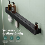 glasvilla Duschablage zum Bohren oder Kleben, Duschregal mit Haken, Badablage zur Wandmontage, Badezimmer Organizer Reglo-05