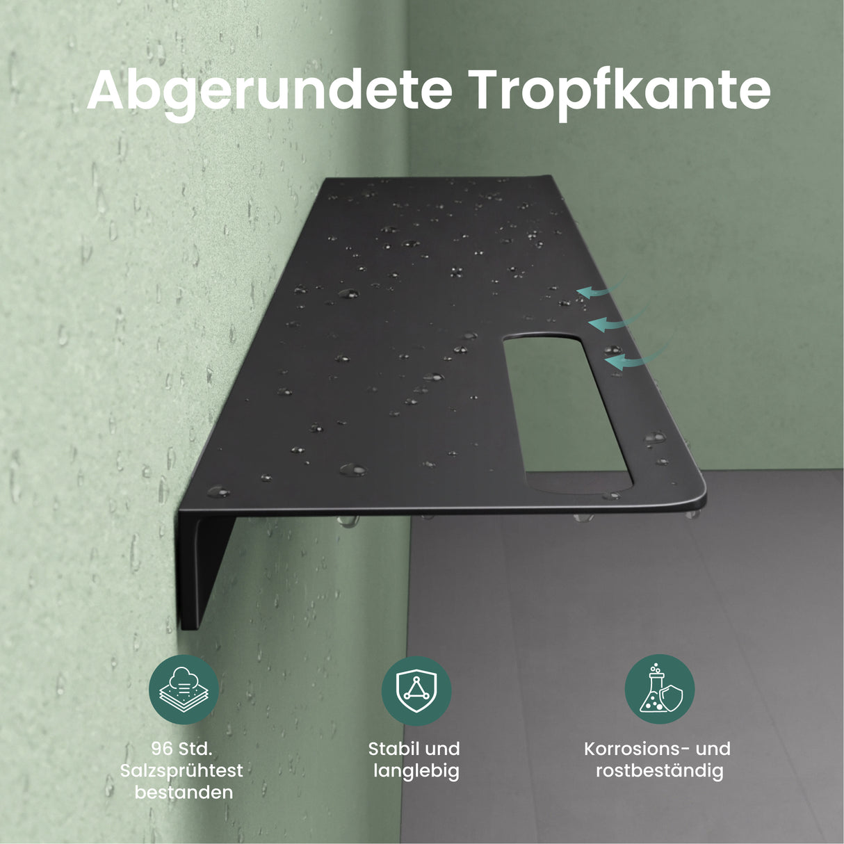 glasvolla Duschablage zum Bohren oder Kleben Duschregal Badablage aus Aluminium Badezimmerablage zur Wandmontage Badezimmer Organizer Reglo-06