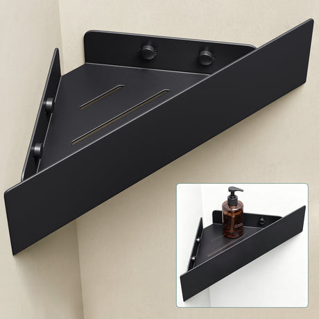 glasvilla Duschablage zum Bohren oder Kleben, Duschregal Badablage Ecke, Badezimmerablage zur Wandmontage für Bad und Küche, Reglo-07