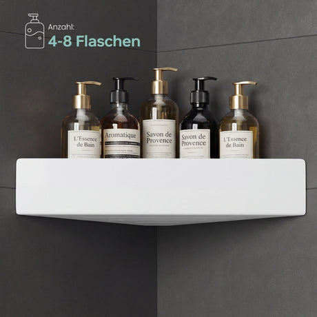 glasvilla Étagère de douche à percer ou à coller, Étagère d'angle pour douche, Étagère murale de salle de bain pour le bain et la cuisine, Reglo-07