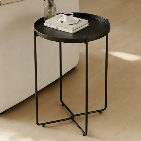 Table basse glasvilla, petite table basse avec plateau amovible en plastique PP, table d'appoint pour salon, chambre et balcon, Reglo-08