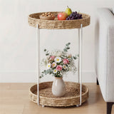 glasvilla Table basse ronde, petite table d'appoint avec plateau amovible en corde de papier, table de canapé pour salon, chambre à coucher et balcon, Reglo-08