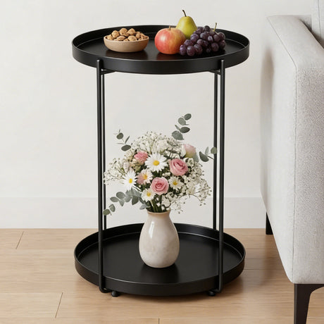 Table basse glasvilla, petite table basse avec plateau amovible en plastique PP, table d'appoint pour salon, chambre et balcon, Reglo-08
