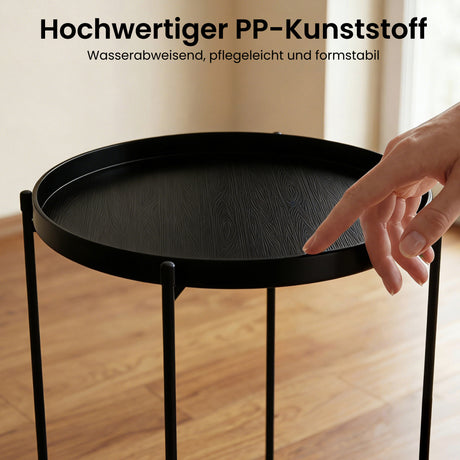 Table basse glasvilla, petite table basse avec plateau amovible en plastique PP, table d'appoint pour salon, chambre et balcon, Reglo-08