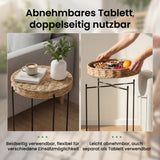 glasvilla Table basse ronde, petite table d'appoint avec plateau amovible en corde de papier, table de canapé pour salon, chambre à coucher et balcon, Reglo-08