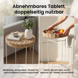 glasvilla Table basse ronde, petite table d'appoint avec plateau amovible en corde de papier, table de canapé pour salon, chambre à coucher et balcon, Reglo-08