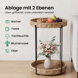 glasvilla Table basse ronde, petite table d'appoint avec plateau amovible en corde de papier, table de canapé pour salon, chambre à coucher et balcon, Reglo-08