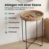 glasvilla Table basse ronde, petite table d'appoint avec plateau amovible en corde de papier, table de canapé pour salon, chambre à coucher et balcon, Reglo-08