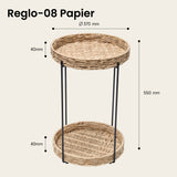 glasvilla Table basse ronde, petite table d'appoint avec plateau amovible en corde de papier, table de canapé pour salon, chambre à coucher et balcon, Reglo-08
