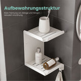 glasvilla Duschablage zum Bohren oder Kleben, Duschregal mit 3 Haken, Badezimmerablage zur Wandmontage, Badezimmer Organizer Reglo-14
