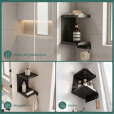 glasvilla Duschablage zum Bohren oder Kleben, Duschregal mit 3 Haken, Badezimmerablage zur Wandmontage, Badezimmer Organizer Reglo-14