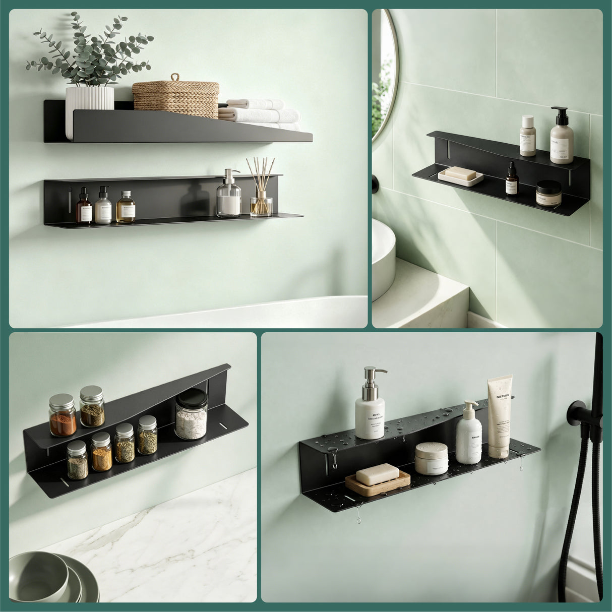 glasvilla Duschablage zum Bohren oder Kleben, Duschregal Badezimmerablage , Shampoo Halterung für Dusche, Badezimmer Organizer  Reglo-15