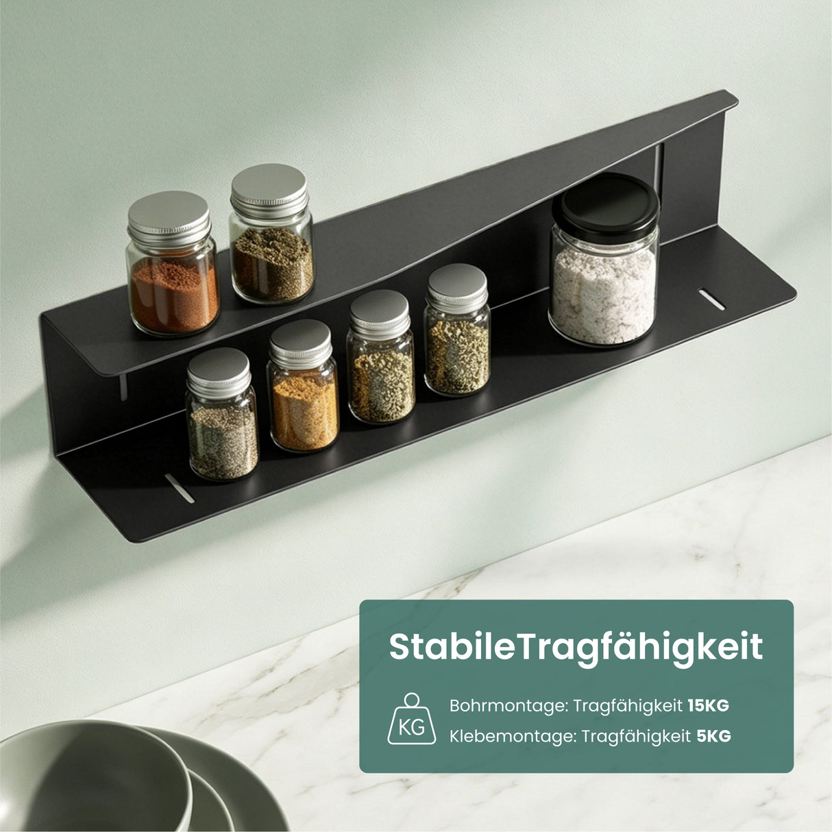 glasvilla Duschablage zum Bohren oder Kleben, Duschregal Badezimmerablage , Shampoo Halterung für Dusche, Badezimmer Organizer  Reglo-15