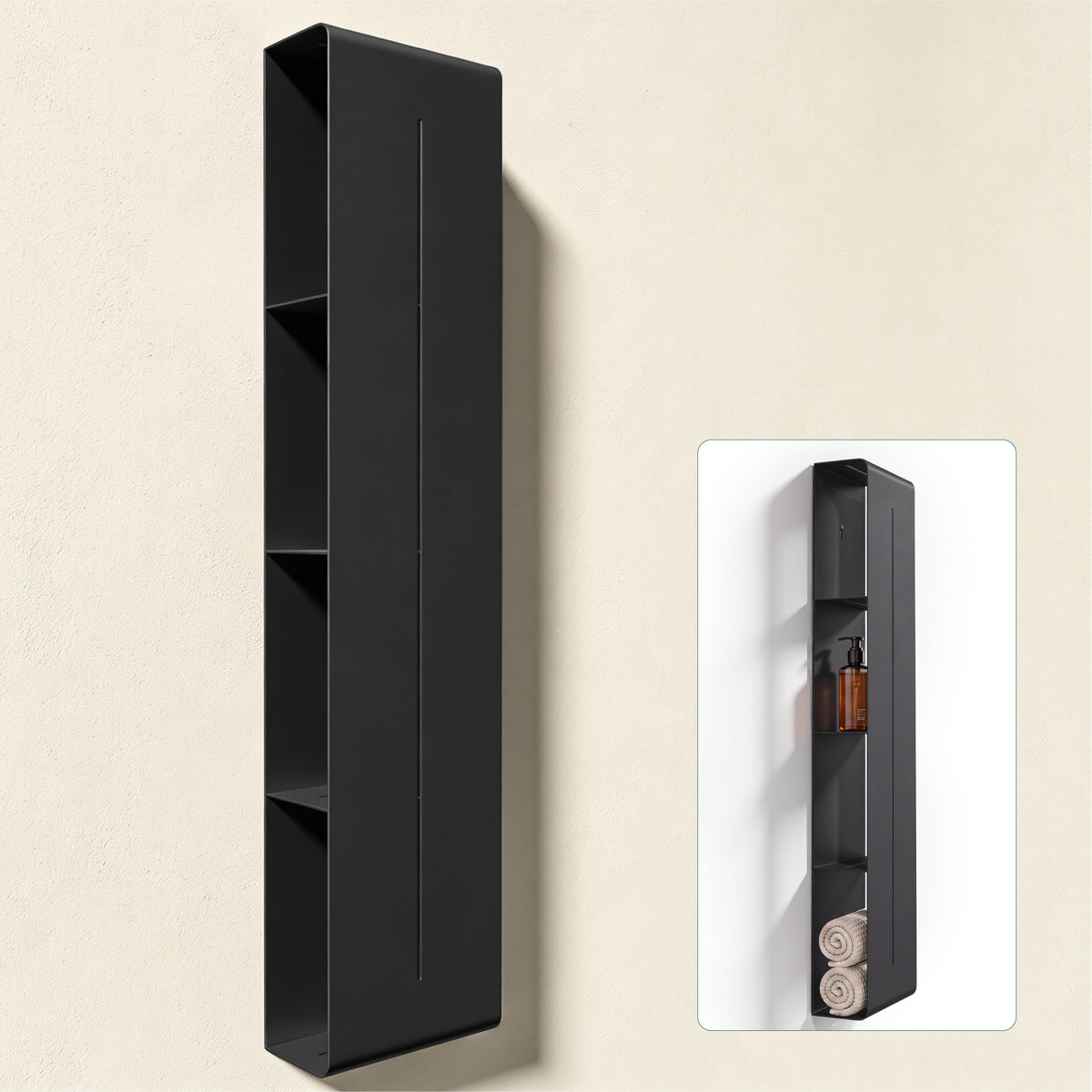 Glasvilla Duschregal mit 4 Ablagen, Duschablage schmal, Wandregal Shampoo Halterung für Dusche, Badezimmer Organizer  Reglo-16