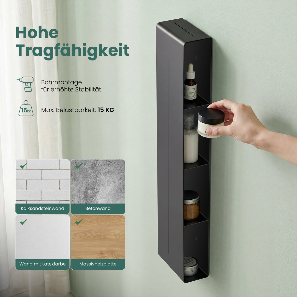 Glasvilla Duschregal mit 4 Ablagen, Duschablage schmal, Wandregal Shampoo Halterung für Dusche, Badezimmer Organizer  Reglo-16