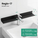 Glasvilla Duschregal zum Bohren oder Kleben, Waschbeckenregal über Wasserhahn, Wandregal für Küche und Bad, Badezimmer Organizer  Reglo-17