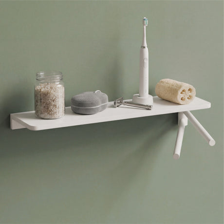 glasvilla Étagère de douche à percer, Étagère de douche avec 2 barres porte-serviettes en alliage d'aluminium, Étagère de salle de bain à fixer au mur, Organisateur de salle de bain Reglo-19